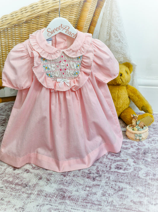 18-24 months. Pink Polly Flinders smock dress with ruffles