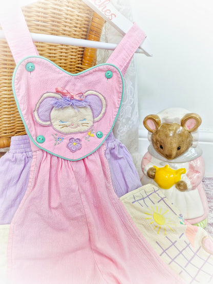 18-24 months. Pastel dungarees from Pretty Originals.