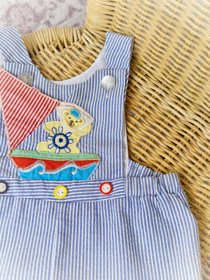 3-6 months. Sailor bear dungarees