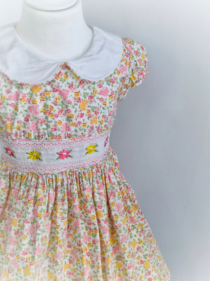 4 years. Bonnie Jean, floral smock dress with Peter Pan collar