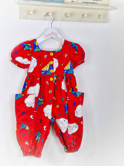 18 months. Red 90s Plum Pudding Ltd romper