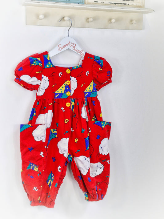 18 months. Red 90s Plum Pudding Ltd romper