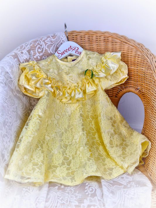 18-24 months. Yellow lace vintage dress by Bare Baby