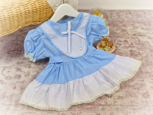 12 months. Blue and white vintage dress from Hug Me
