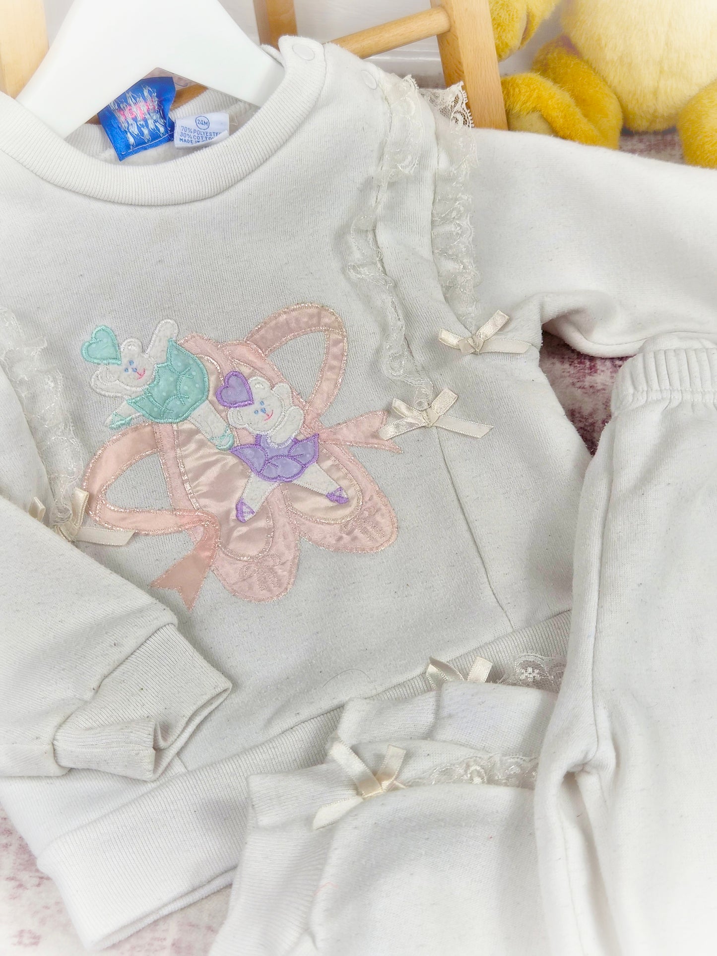 2 years. White vintage tracksuit with ballet bears. See description*